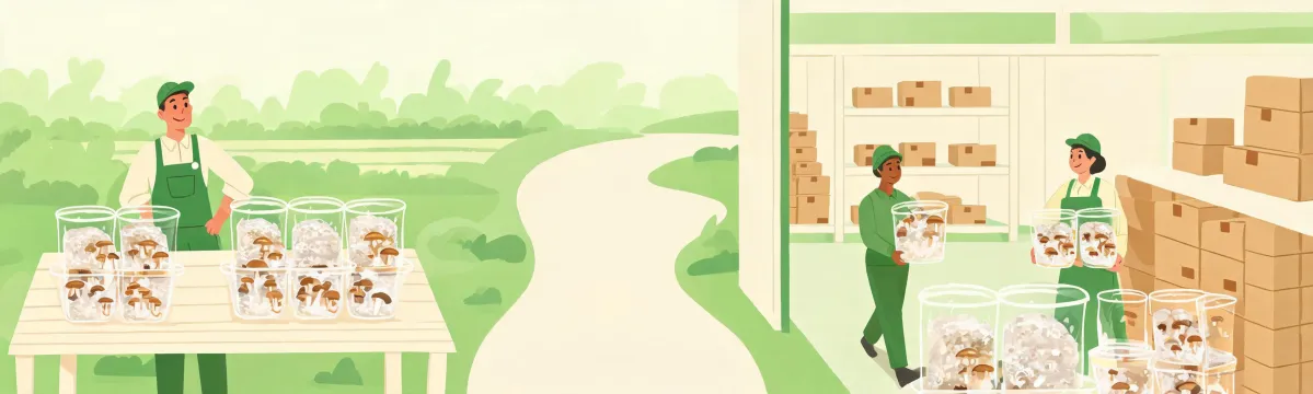 Illustrated procurement path from growing-kit brief to receiving review